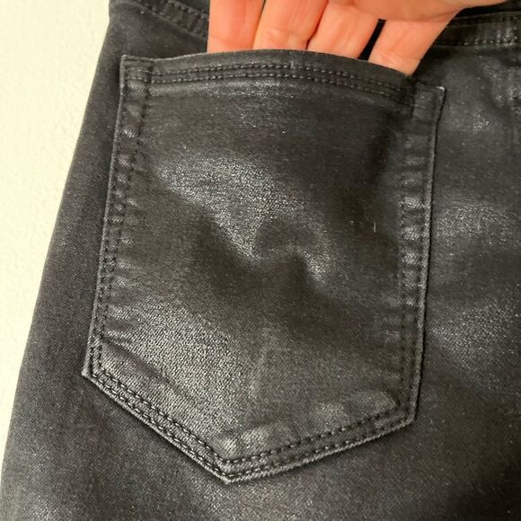 BCBGeneration, black, vegan leather, distressed pants, shimmer, size 24 - Picture 3 of 12